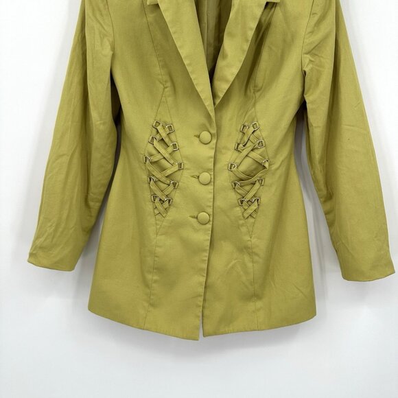 vintage 90s BEBE jacket blazer lime green 8 MEDIUM - Picture 4 of 8